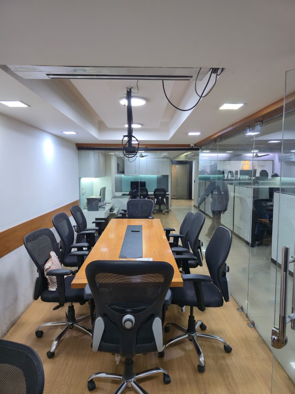 Boardroom with a large conference table